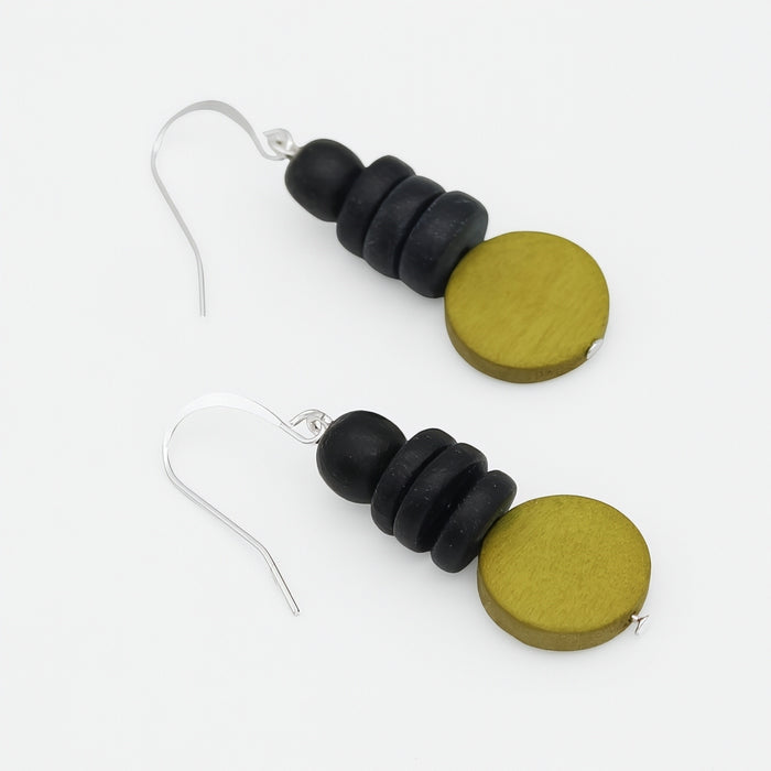Black and Chartreuse Dusk Earrings