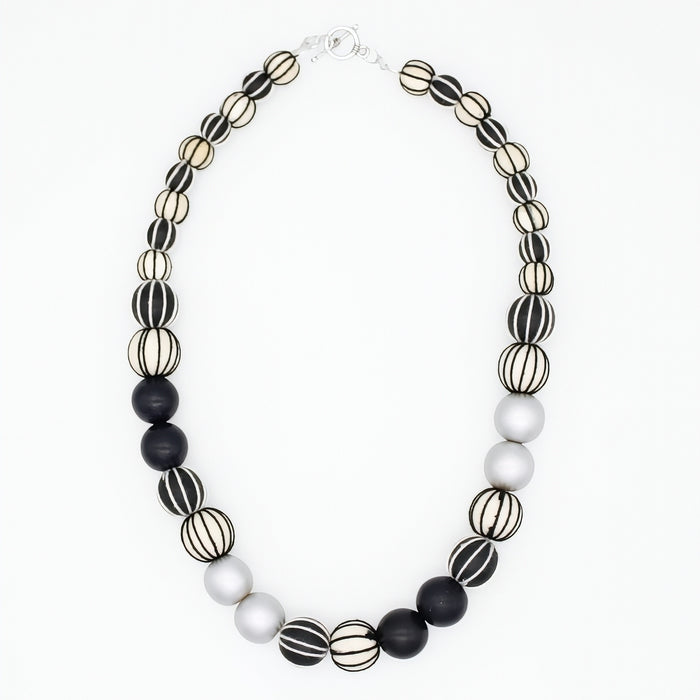 Black and Cream Threaded Art Deco Necklace