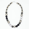 Black and Cream Threaded Art Deco Necklace