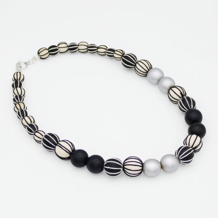 Black and Cream Threaded Art Deco Necklace