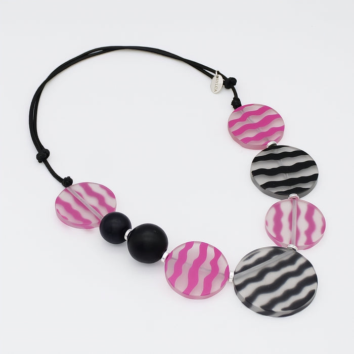 Black and Fuchsia Vera Necklace - Sylca Designs - Chunky Jewelry