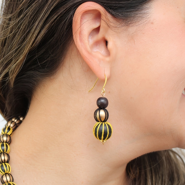 Black and Gold Art Deco Earrings