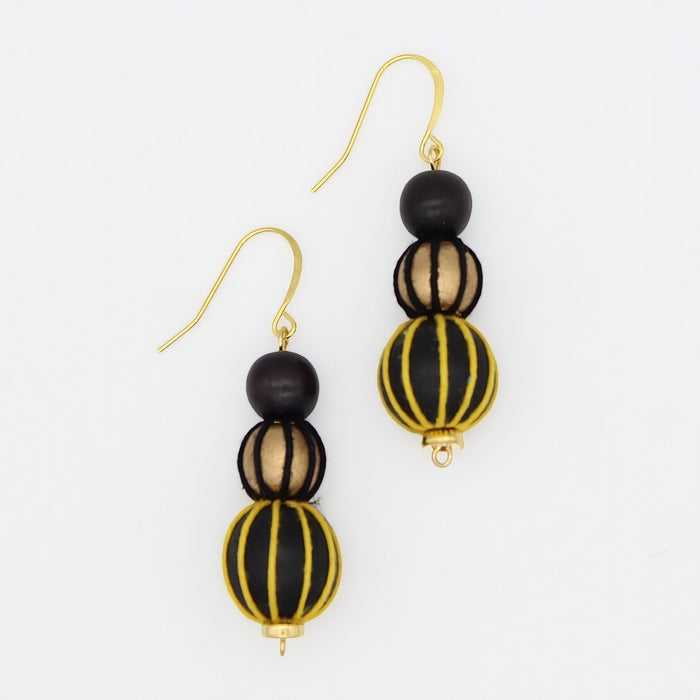 Black and Gold Art Deco Earrings