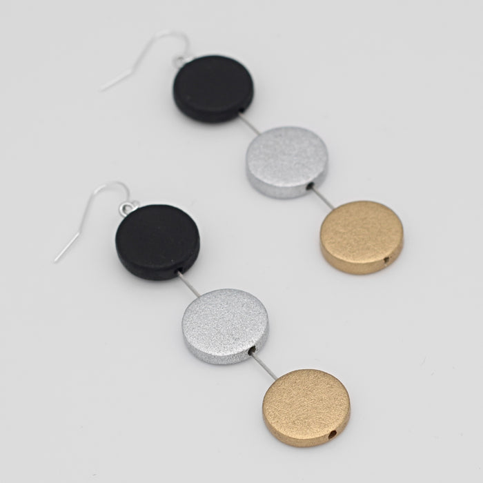 Black and Gold Ashlyn Dangle Earring - Sylca Designs - Chunky Jewelry
