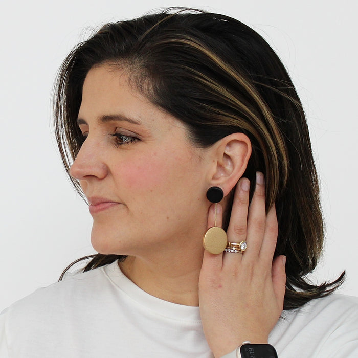Black and Gold Dangle Earring - Sylca Designs - Chunky Jewelry