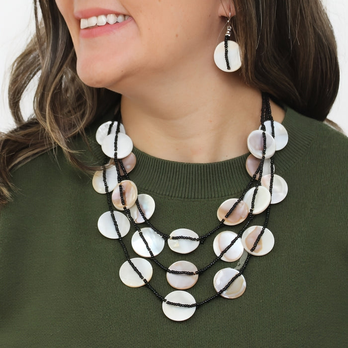 Black and Ivory Sky Dream Bib Necklace