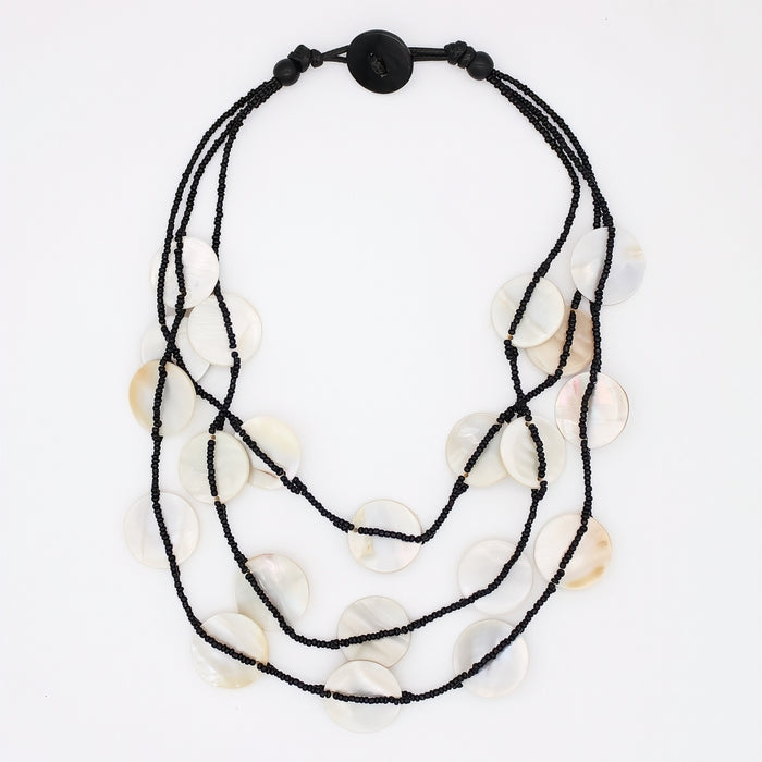 Black and Ivory Sky Dream Bib Necklace