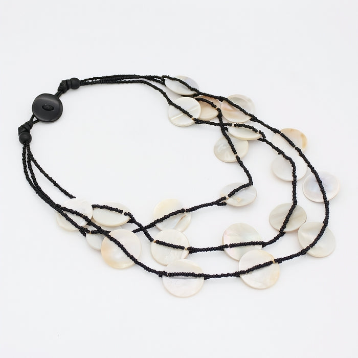 Black and Ivory Sky Dream Bib Necklace