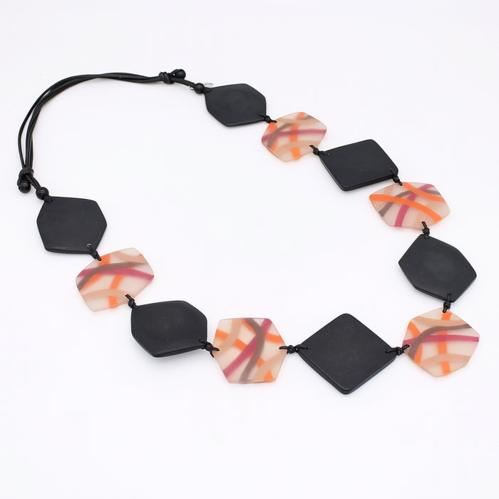 Black and Orange Evelyn Statement Necklace