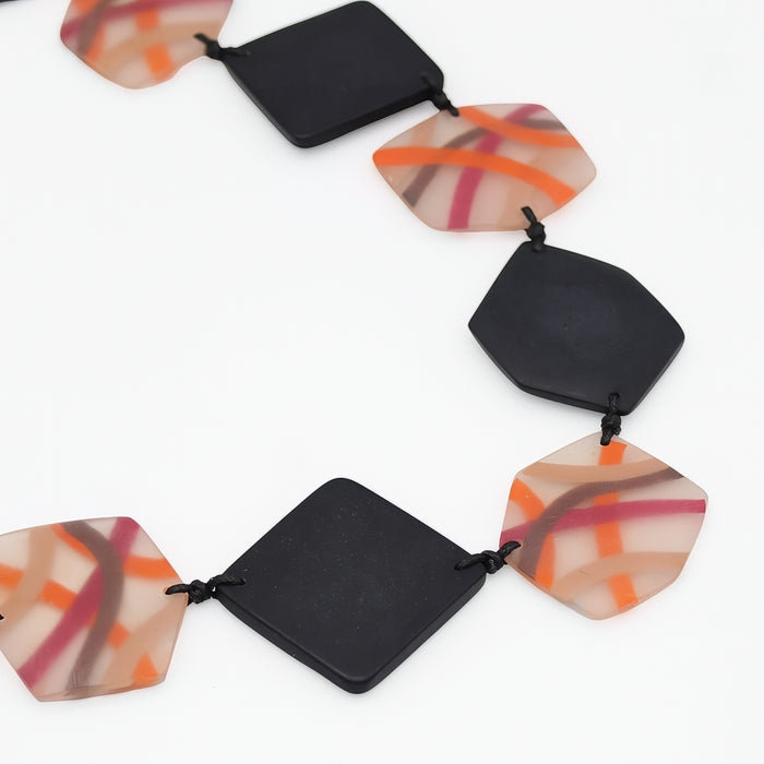 Black and Orange Evelyn Statement Necklace