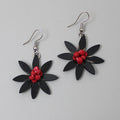 Black and Red Amaya Flower Earrings - Sylca Designs - Chunky Jewelry