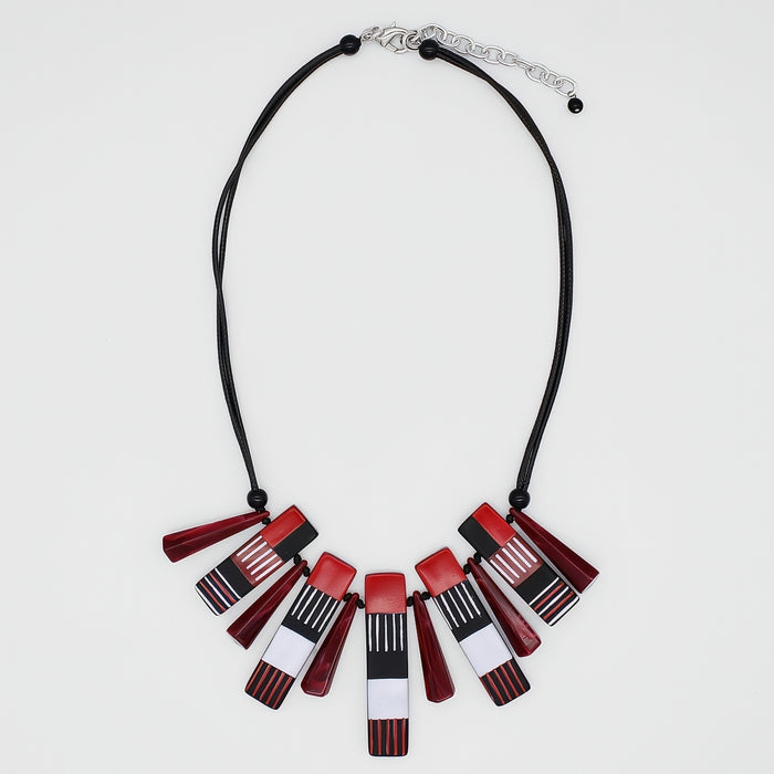 Black and Red Cascade Charm Necklace - Sylca Designs - Chunky Jewelry