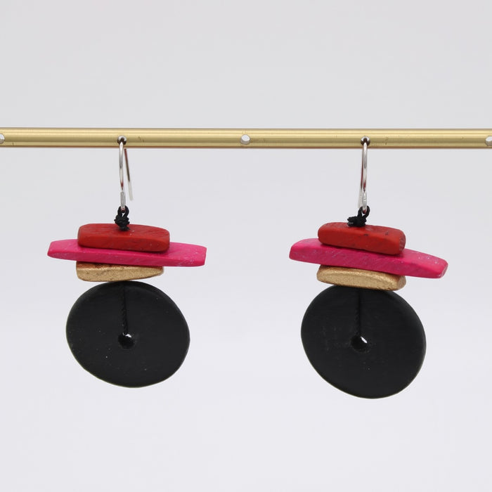 Black and Red Sabrina Earrings - Sylca Designs - Chunky Jewelry