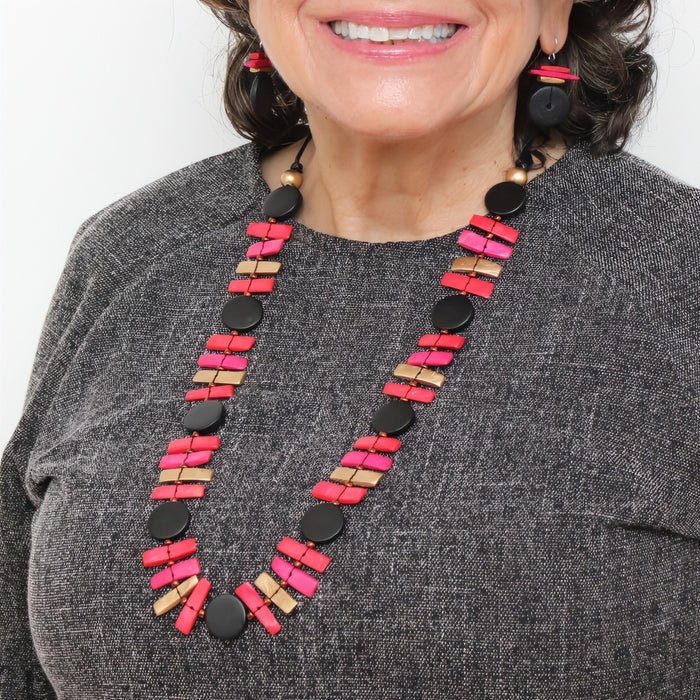 Black and Red Sabrina Petite Bead Necklace - Sylca Designs - Chunky Jewelry