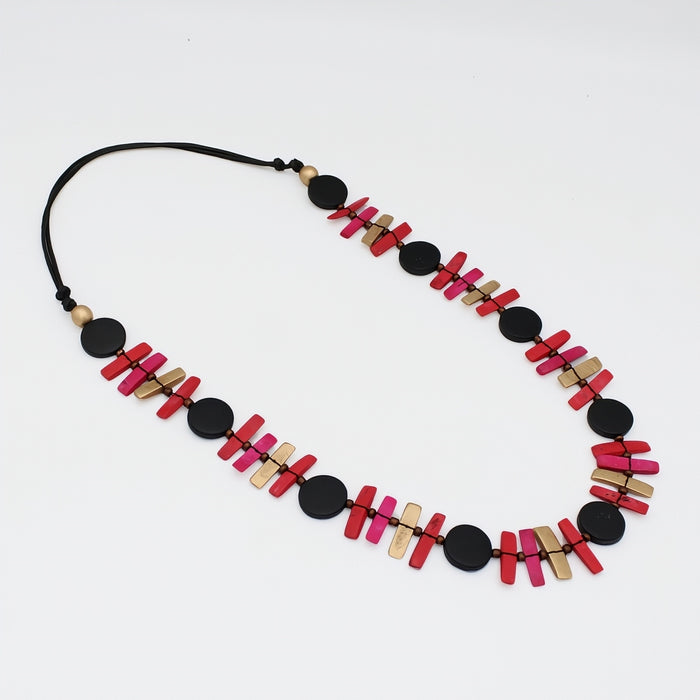 Black and Red Sabrina Petite Bead Necklace - Sylca Designs - Chunky Jewelry