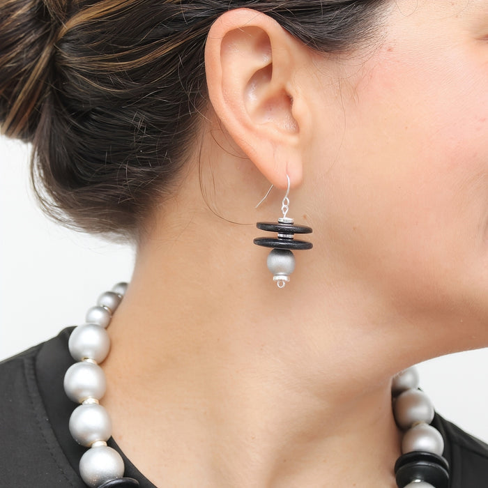Black and Silver Amaris Earrings - Sylca Designs - Chunky Jewelry