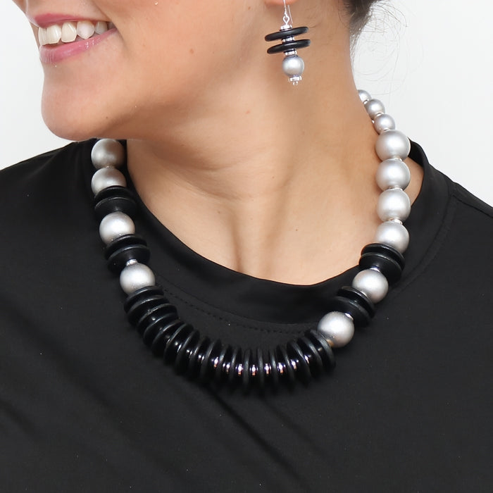 Black and Silver Amaris Necklace - Sylca Designs - Chunky Jewelry
