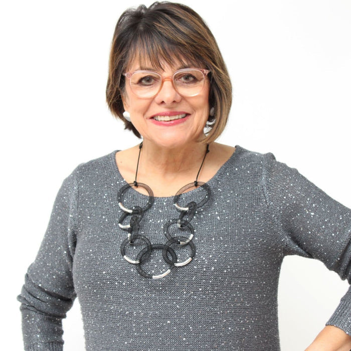 Black and Silver Mesh Statement Necklace - Sylca Designs - Chunky Jewelry