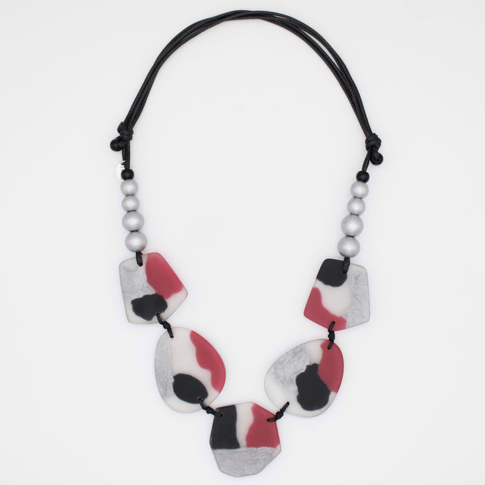 Black and Silver Nyah Statement Necklace - Sylca Designs - Chunky Jewelry