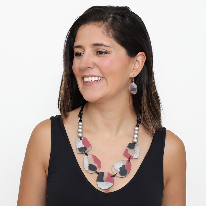 Black and Silver Nyah Statement Necklace - Sylca Designs - Chunky Jewelry