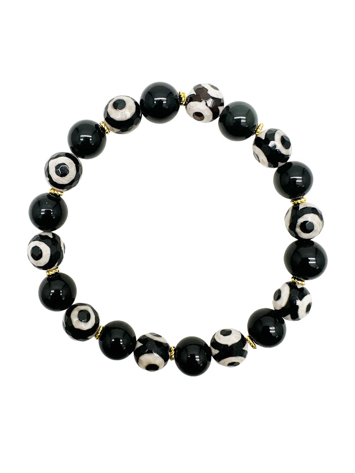 Black And White Dzi Agate Bracelet MEB08