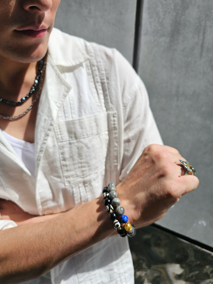 Black And White Dzi Agate Bracelet MEB08