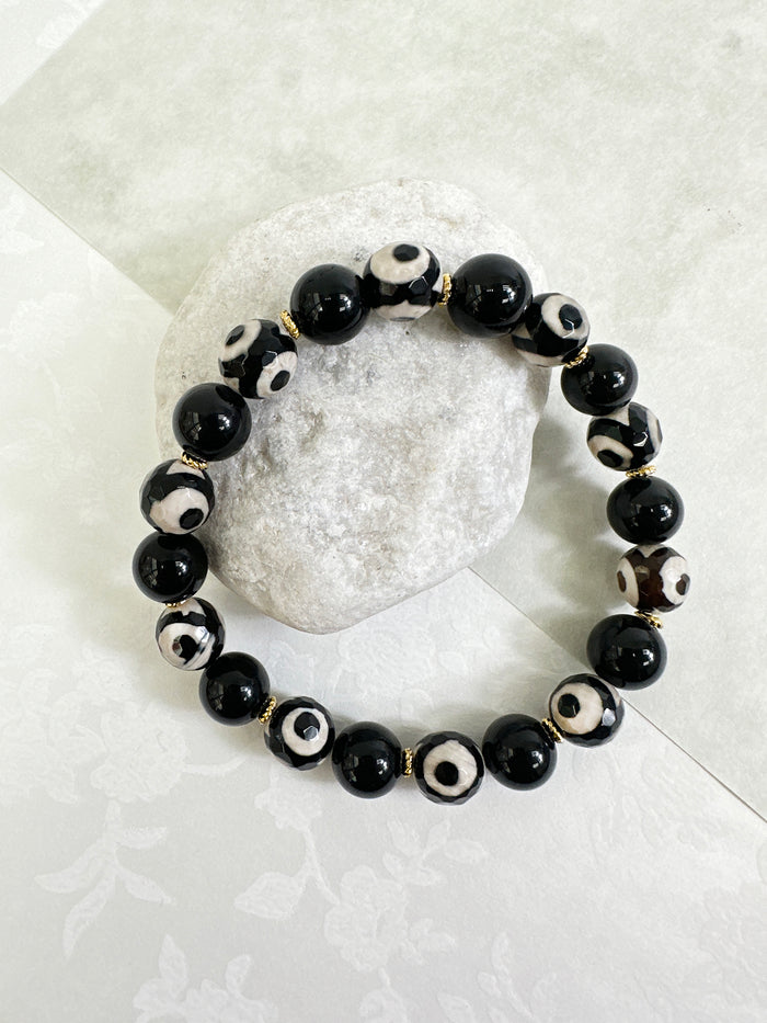 Black And White Dzi Agate Bracelet MEB08