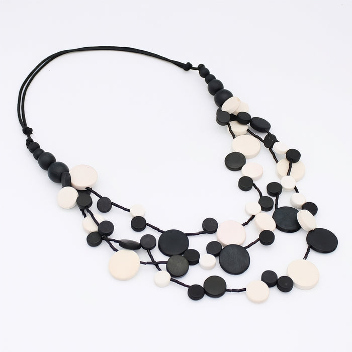 Black and White Multi Strand Millie Necklace - Sylca Designs - Chunky Jewelry