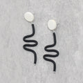 Black and White Rubber Tubing Remi Earrings - Sylca Designs - Chunky Jewelry