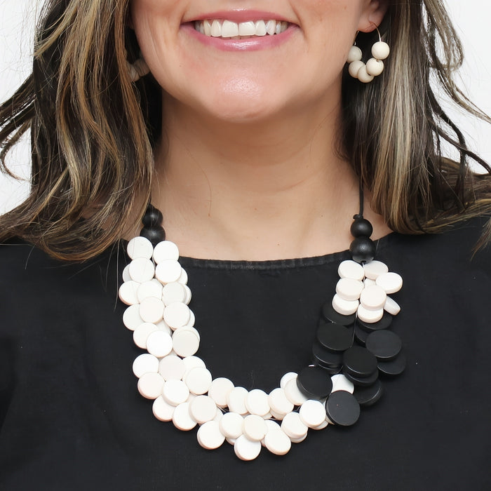 Black and White Solar Eclipse Necklace - Sylca Designs - Chunky Jewelry