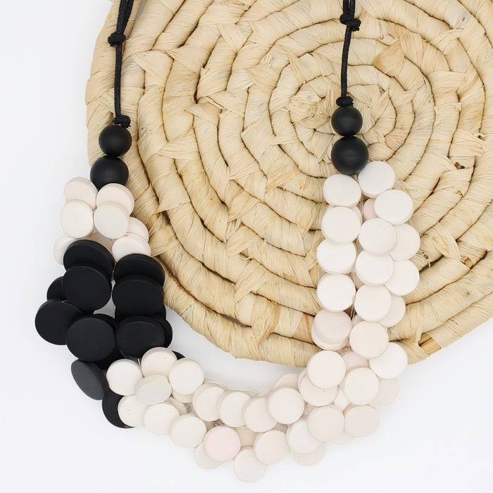 Black and White Solar Eclipse Necklace - Sylca Designs - Chunky Jewelry