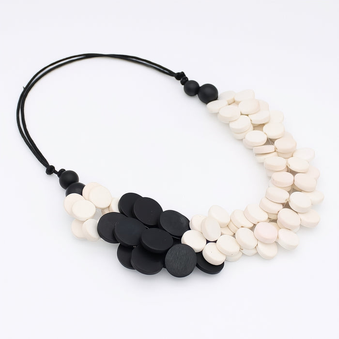 Black and White Solar Eclipse Necklace - Sylca Designs - Chunky Jewelry