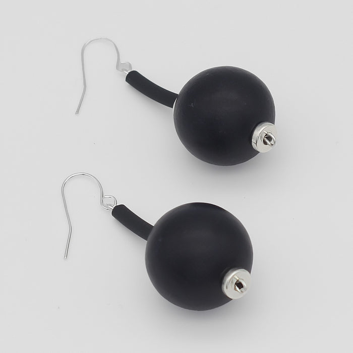 Black Ball Drop Earring - Sylca Designs - Chunky Jewelry