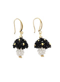 Black Beaded Mushroom Playful Earrings QE022