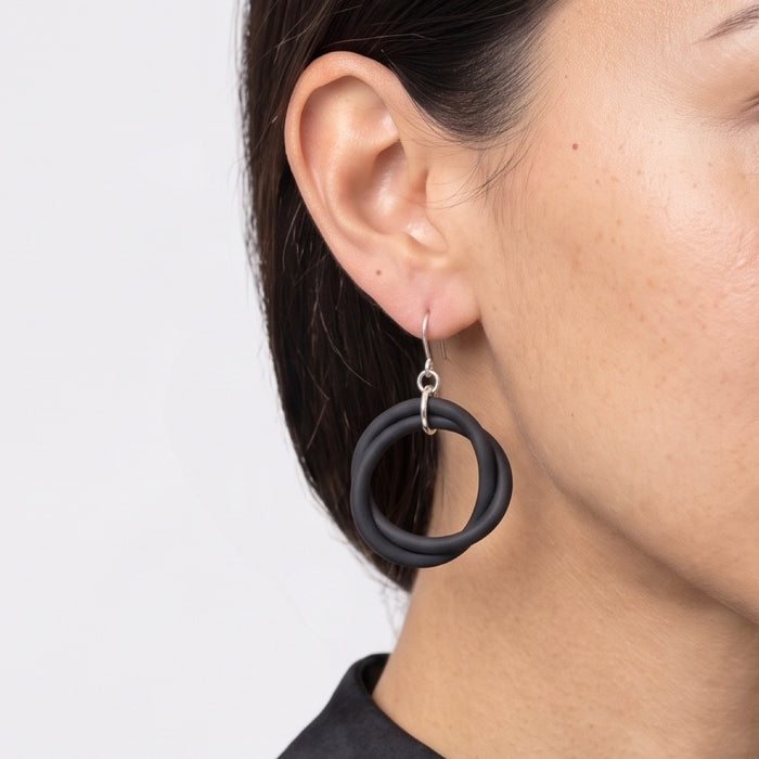 Black Cefalu Swirl Earring
