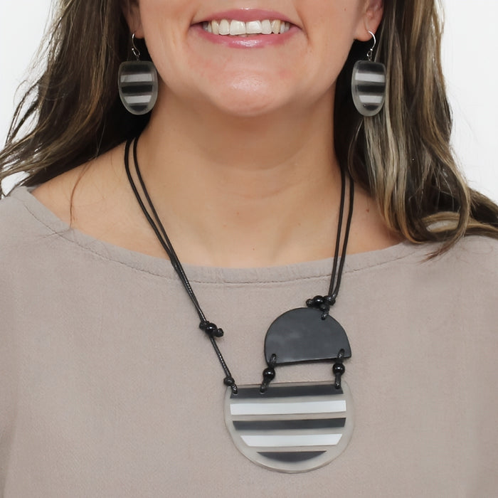 Black Contemporary Eleni Pendant - Sylca Designs - Chunky Jewelry