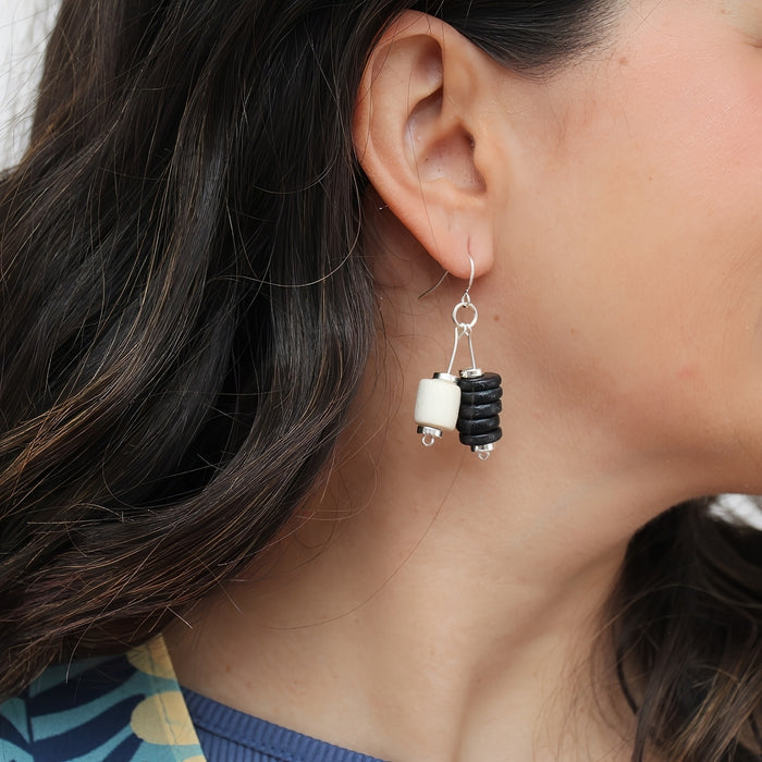 Black Duel Drop Earring - Sylca Designs - Chunky Jewelry