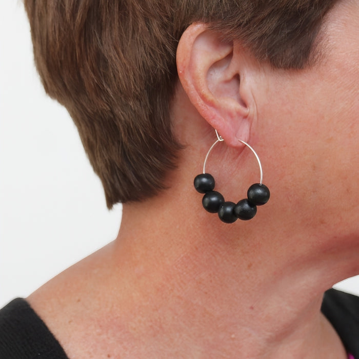 Black Hoop Dangle Earring - Sylca Designs - Chunky Jewelry