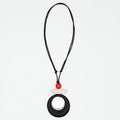 Black Luna Eclipse Wooden Pendant Necklace