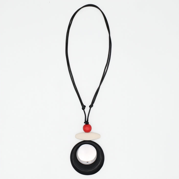 Black Luna Eclipse Wooden Pendant Necklace