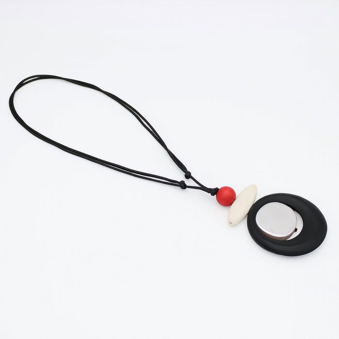 Black Luna Eclipse Wooden Pendant Necklace