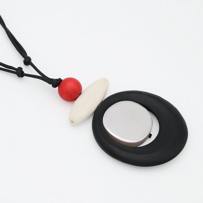 Black Luna Eclipse Wooden Pendant Necklace
