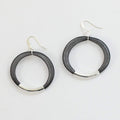Black Mesh Hoop Earring Silver - Sylca Designs - Chunky Jewelry