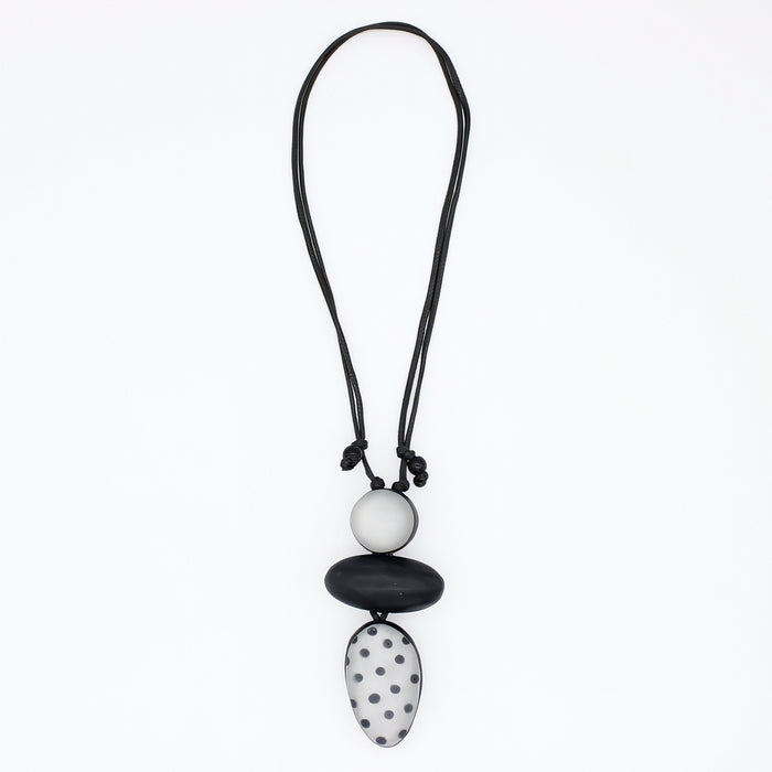 Black Midori Polka Dot Statement Pendant