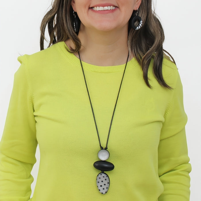 Black Midori Polka Dot Statement Pendant