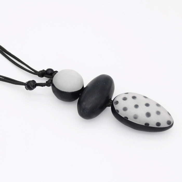 Black Midori Polka Dot Statement Pendant