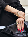 Black Obsidian and White Pearls Double Layers Bracelet / Choker NB001