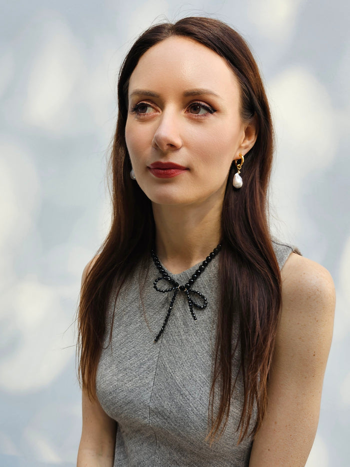 Black Obsidian Butterfly Knot Statement Necklace PN001