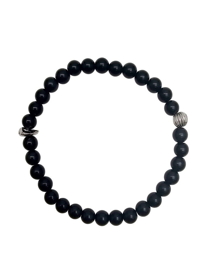 Black Obsidian Flexible Men's Bracelet MEB09