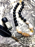 Black Obsidian With Baroque Pearl Gorgeous Necklace CN047 - FARRA